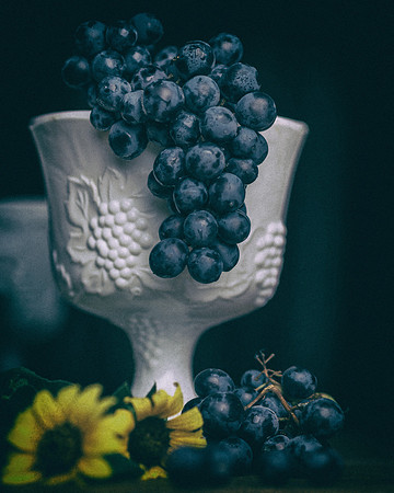 Grapes and Milkglass